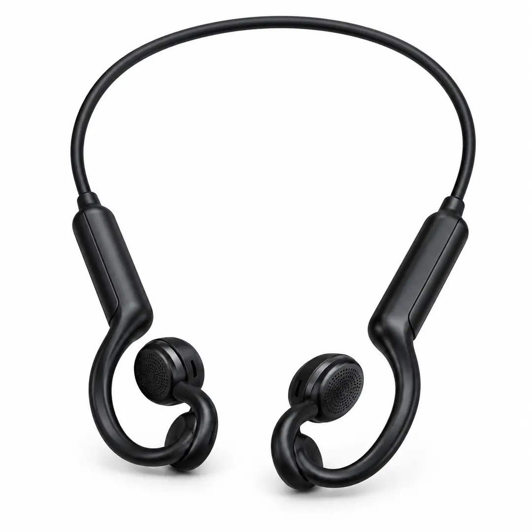 Black Wireless Bluetooth Neckband Earphones with Ear Hooks