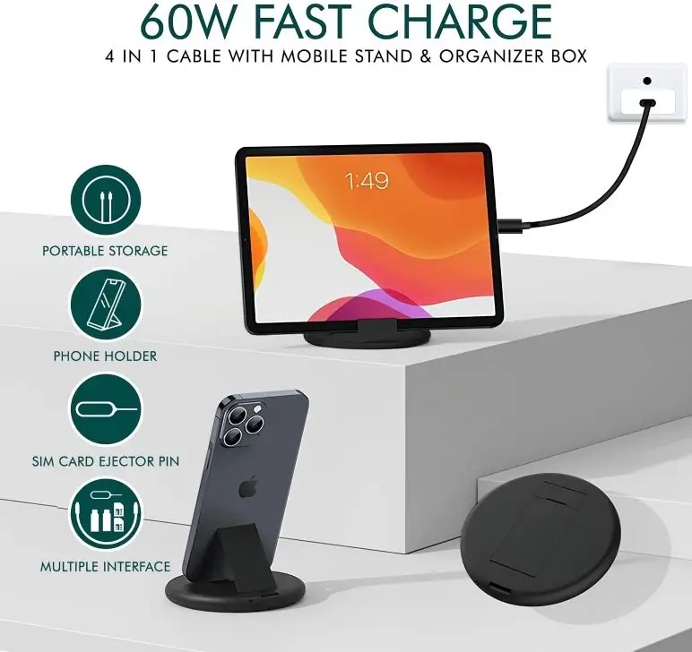6-in-1 Wireless Charger & Card Holder Black
