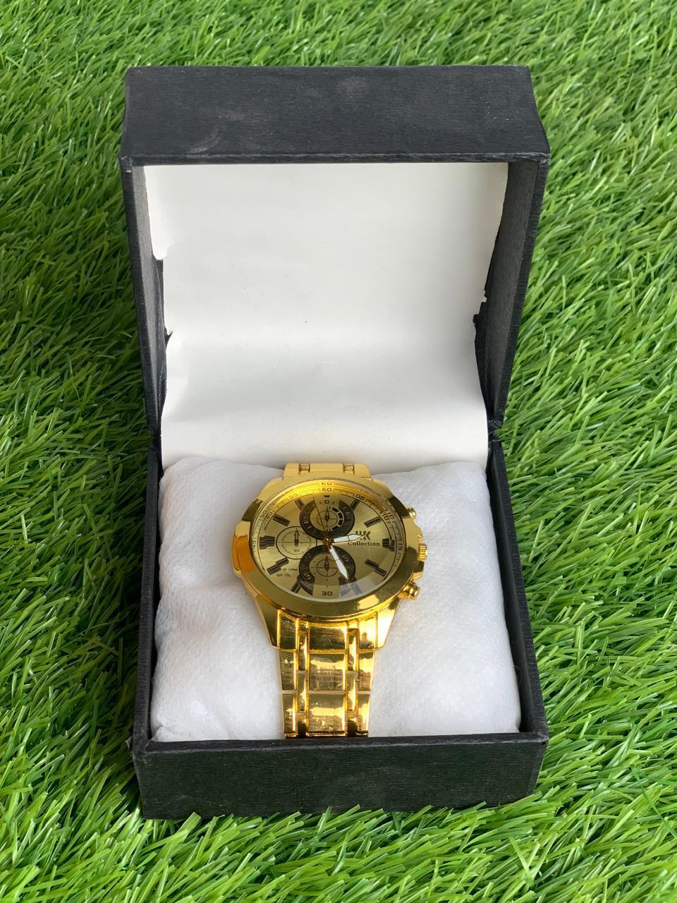 Men's Stainless Steel Watch Silver Gold Accents
