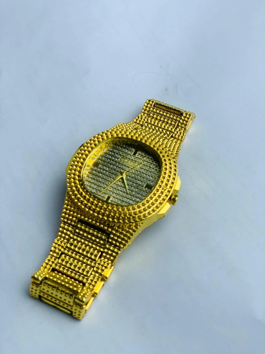 Gold Plated Crystal Watch for Men Wedding Formal Wear