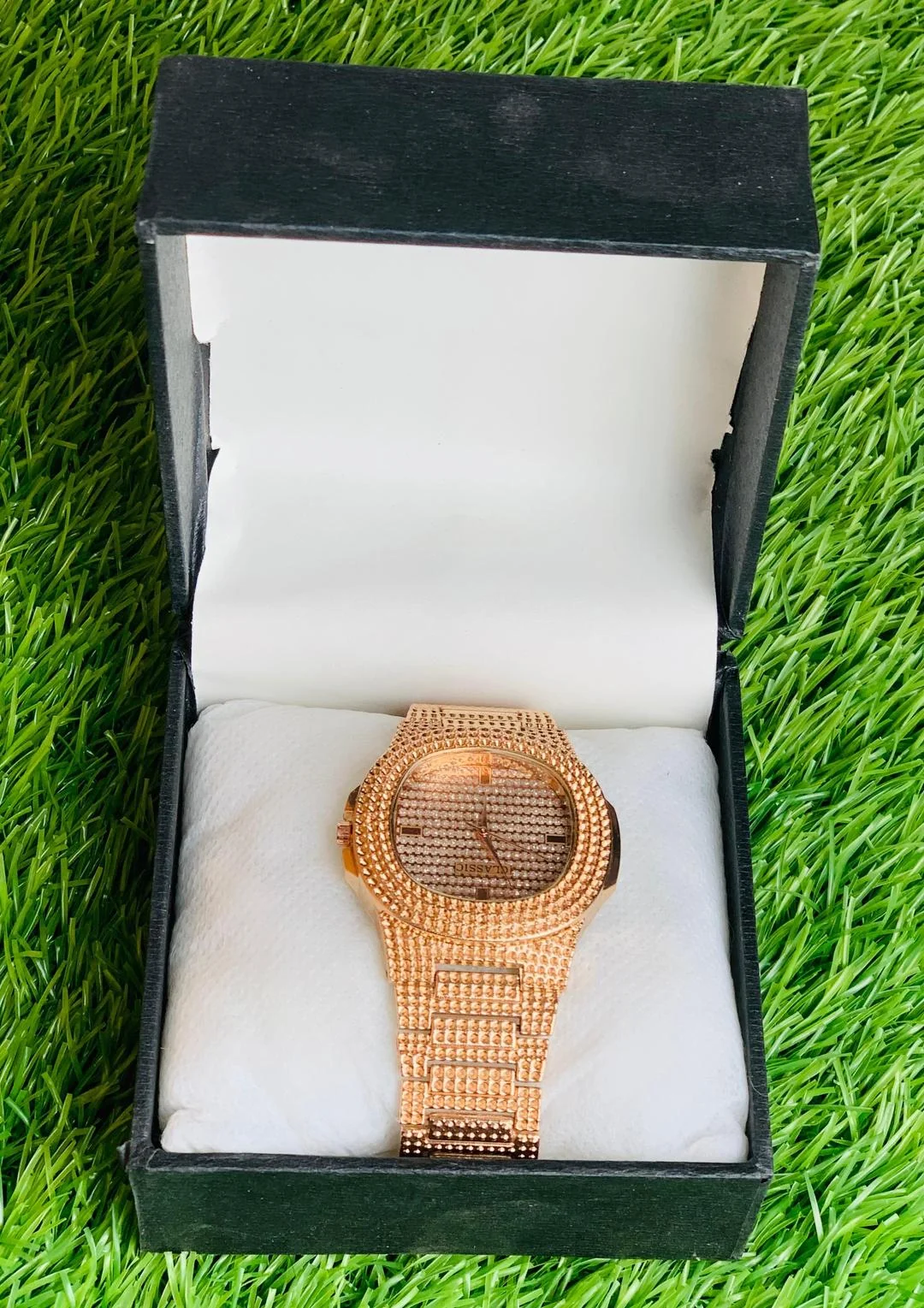 Men's Gold Plated Quartz Watch with Plain Strap