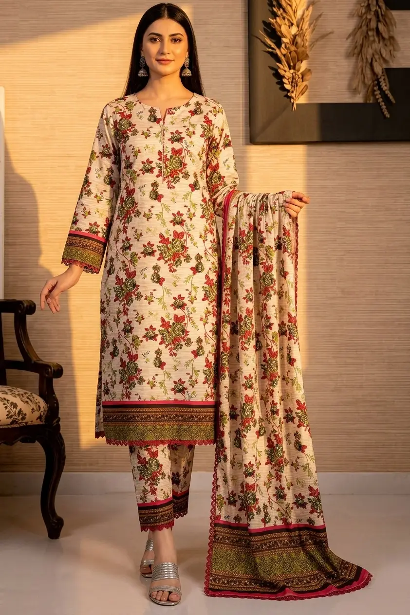 Polo Cotton 3 Pcs Women's Unstitched Printed Suit