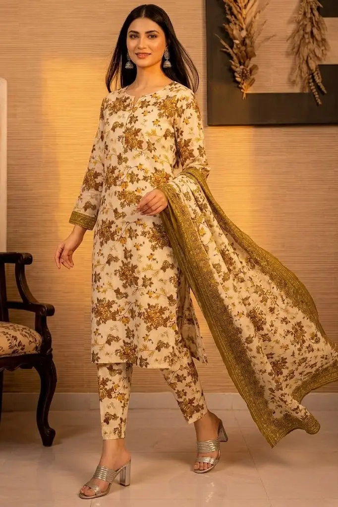 Polo Cotton 3 Pcs Women's Unstitched Printed Suit