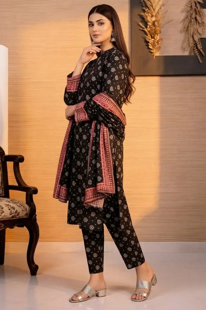 3 Pcs Women's Unstitched Printed Suit