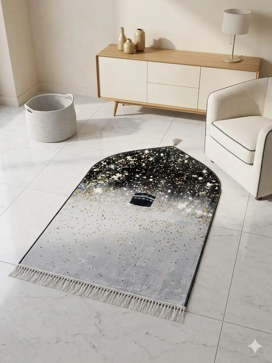 Luxurious Velvet Printed Prayer Mat - 1 Pcs in Maroon, Red, and Orange