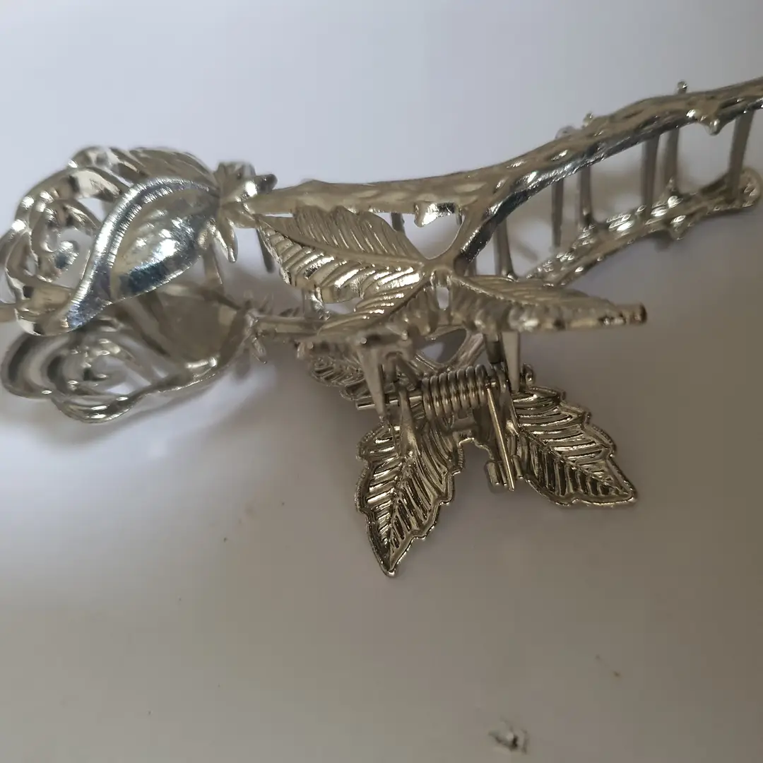 Flower Design Silver Plated Resin Hair Claw