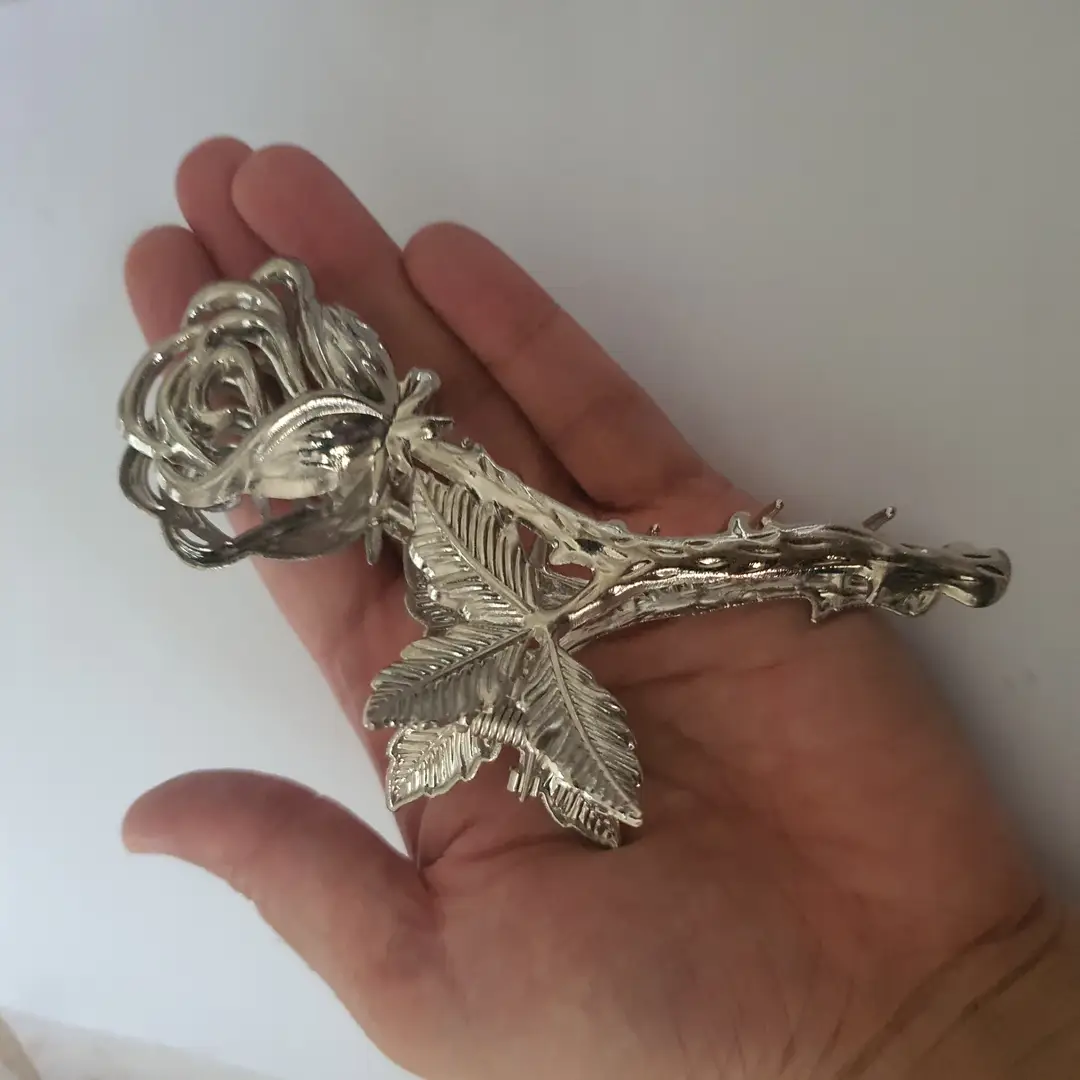 Flower Design Silver Plated Resin Hair Claw