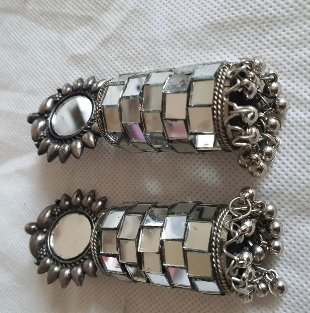 Funky Silver Plated Crystal Jhumka