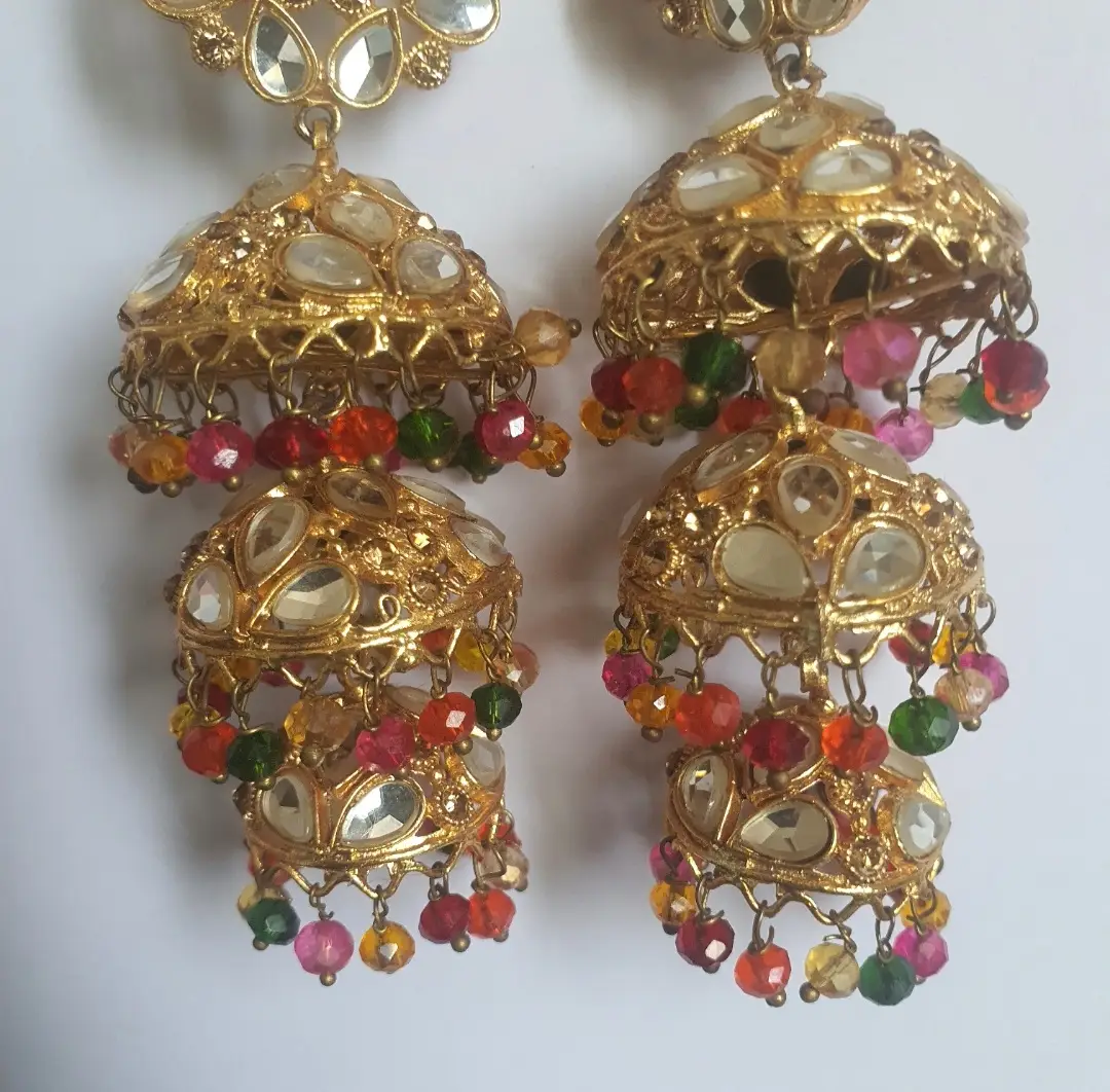 Bridal Gold Plated Crystal Jhumka
