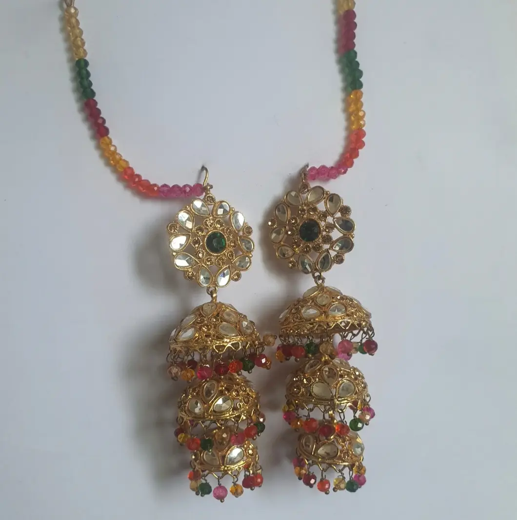 Bridal Gold Plated Crystal Jhumka
