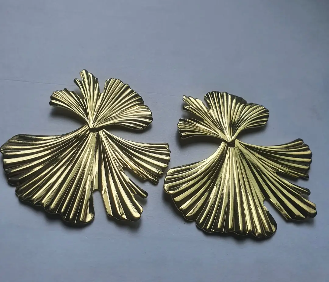 Leaf Design Gold Plated Resin Earrings