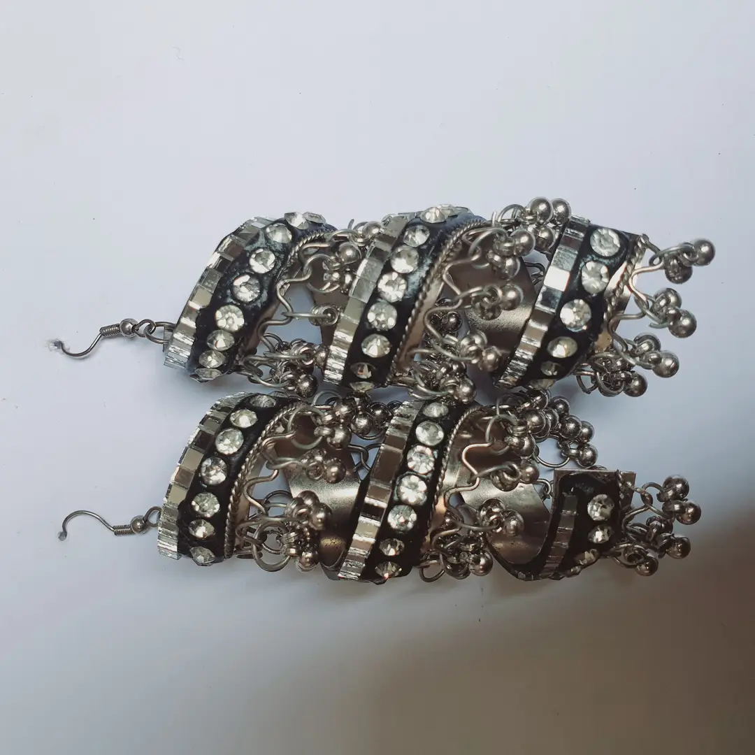 Funky Silver Plated Crystal Dangling Earrings