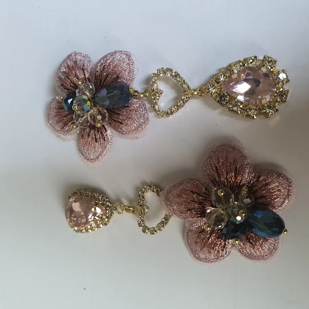 Fancy Gold Plated Rhinestone Dangling Earrings