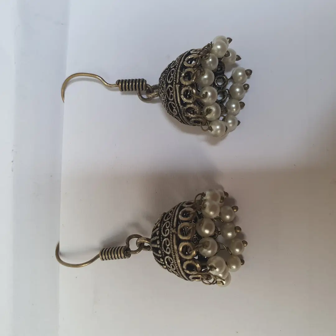 Funky Silver Plated Pearl Jhumka