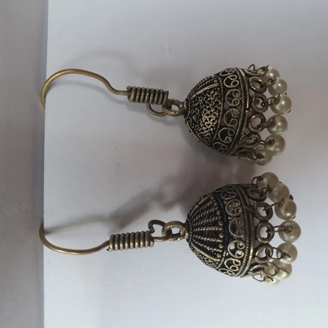 Funky Silver Plated Pearl Jhumka