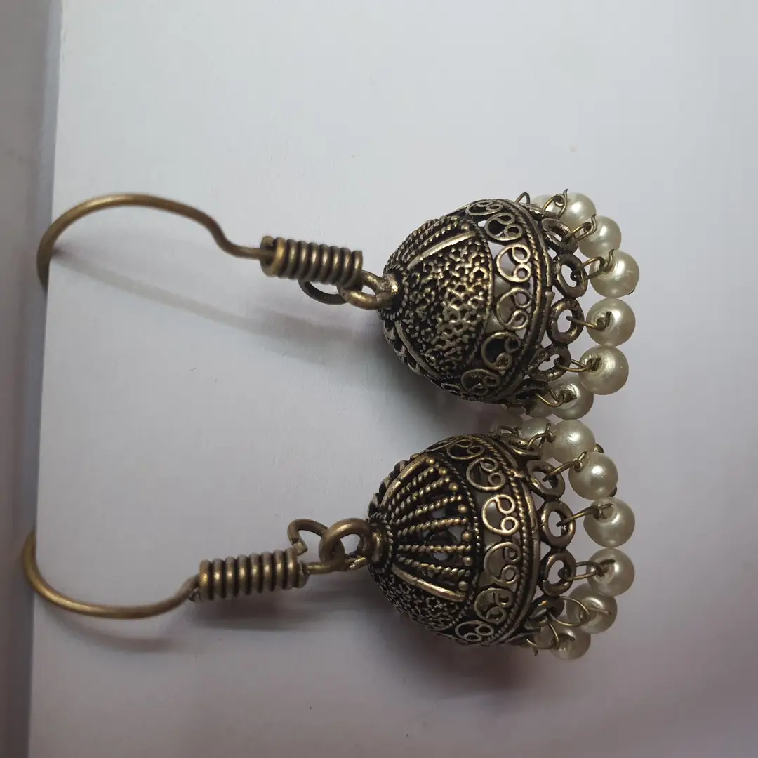 Funky Silver Plated Pearl Jhumka