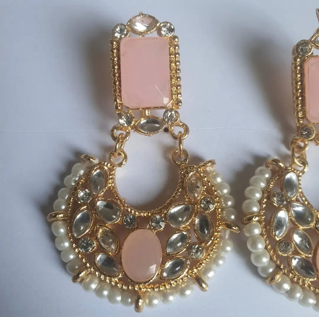 Retro Design Gold Plated Gemstone Earrings
