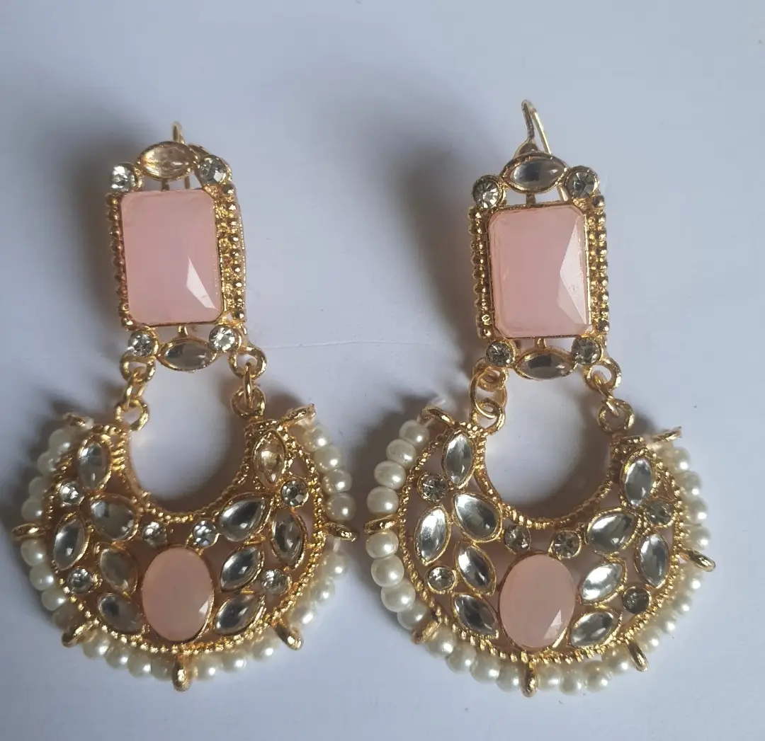 Retro Design Gold Plated Gemstone Earrings