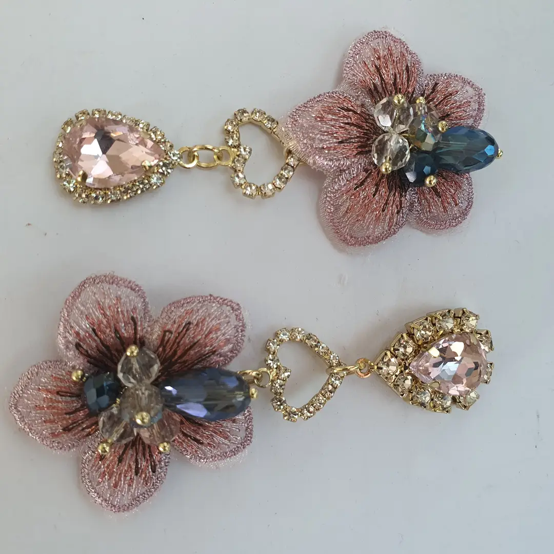 Fancy Gold Plated Rhinestone Dangling Earrings