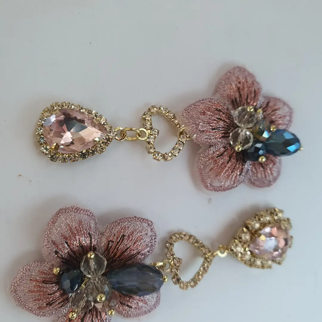 Fancy Gold Plated Rhinestone Dangling Earrings