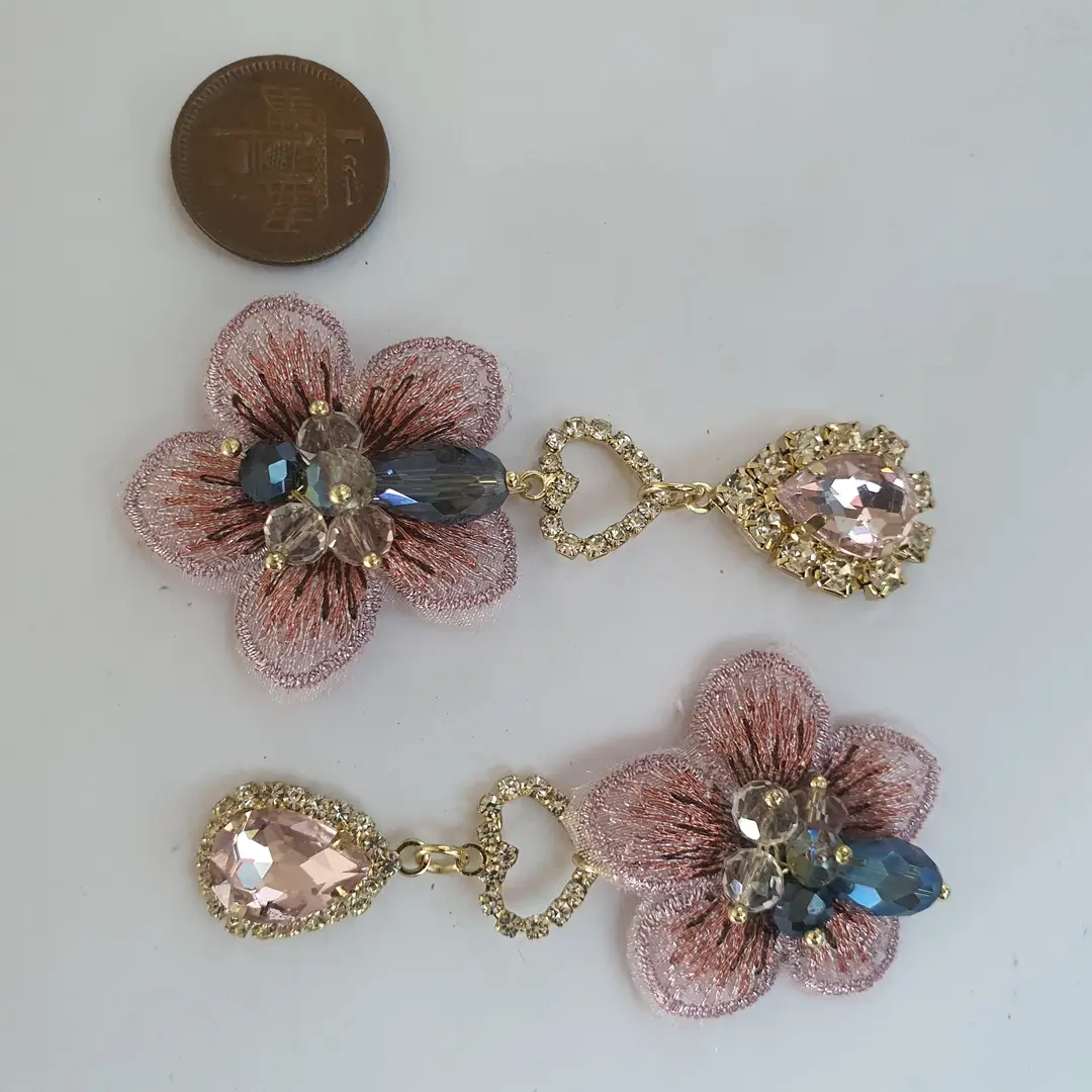 Fancy Gold Plated Rhinestone Dangling Earrings