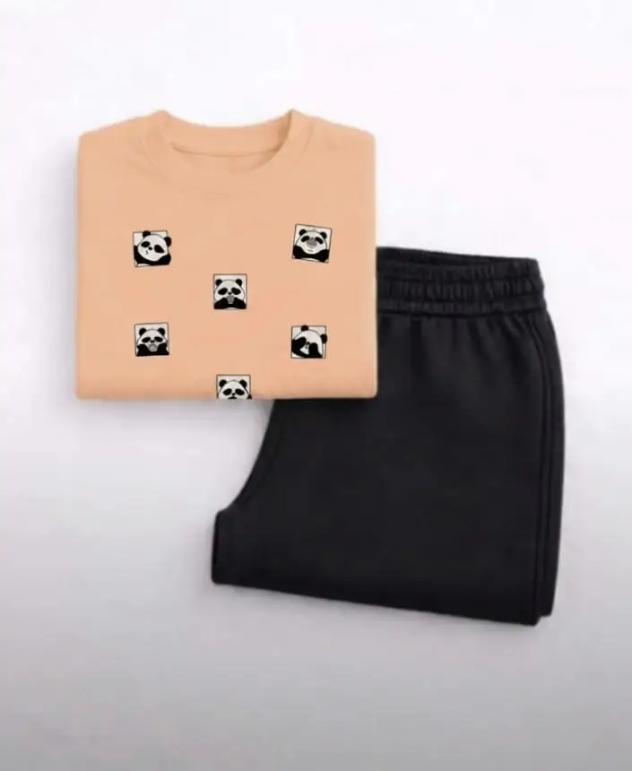 2 Pcs Girl's Cotton Printed Tracksuit