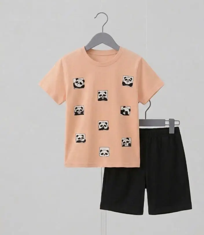 2 Pcs Girl's Cotton Printed Tracksuit