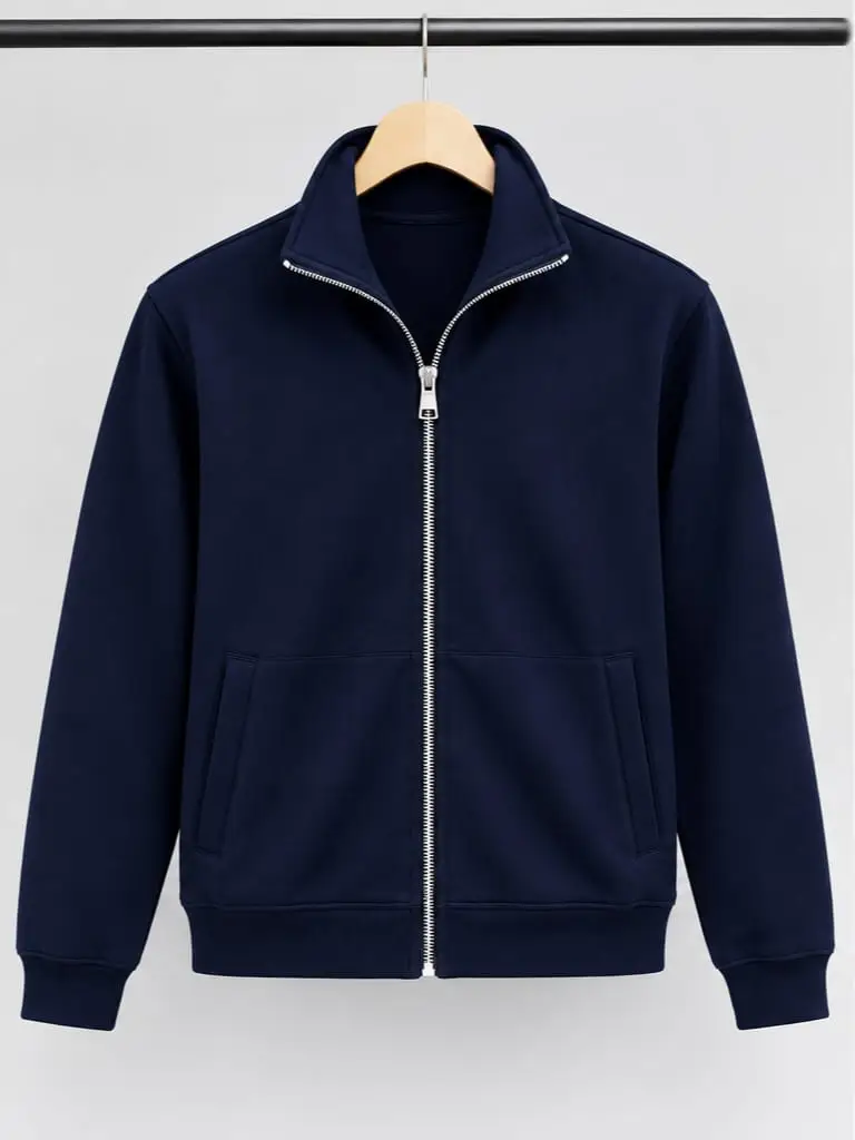 1 Pc Men's Fleece Plain Zipper Hoodie