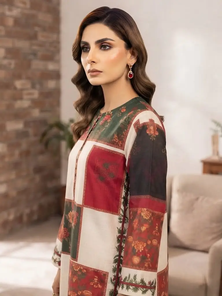 2 Pcs Women's Stitched Swiss Lawn Printed Co-Ord Set