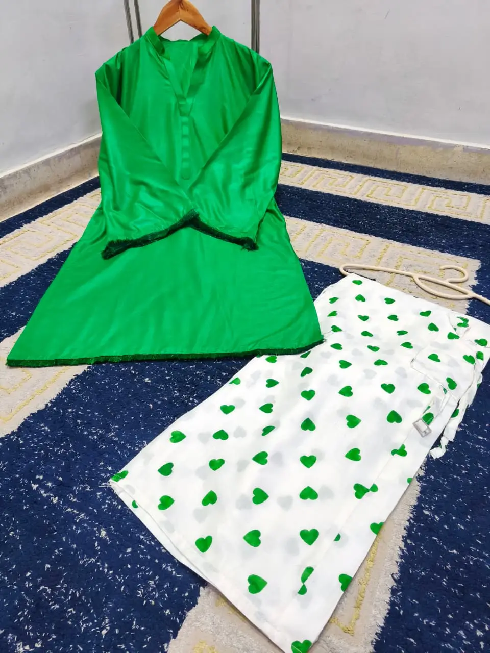 2 Pcs Women's Stitched Cotton Plain Co-Ord Set