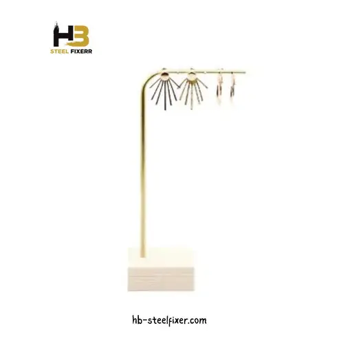 Wood & Metal Earring Display Stand – Geometric Bar Jewelry Organizer by HB Steel Fixerr