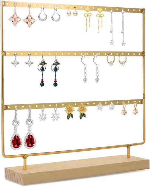 Metal Pyramid Jewelry Stand – Elegant Organizer with Wooden Base | HB Steel Fixer