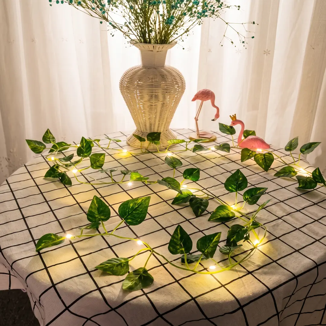 Artificial 7 ft Bail Leaves with 9 ft Battery Operated Light