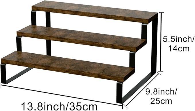 Wooden Bathroom Rack Black Metal Legs 14x9x6 Inch