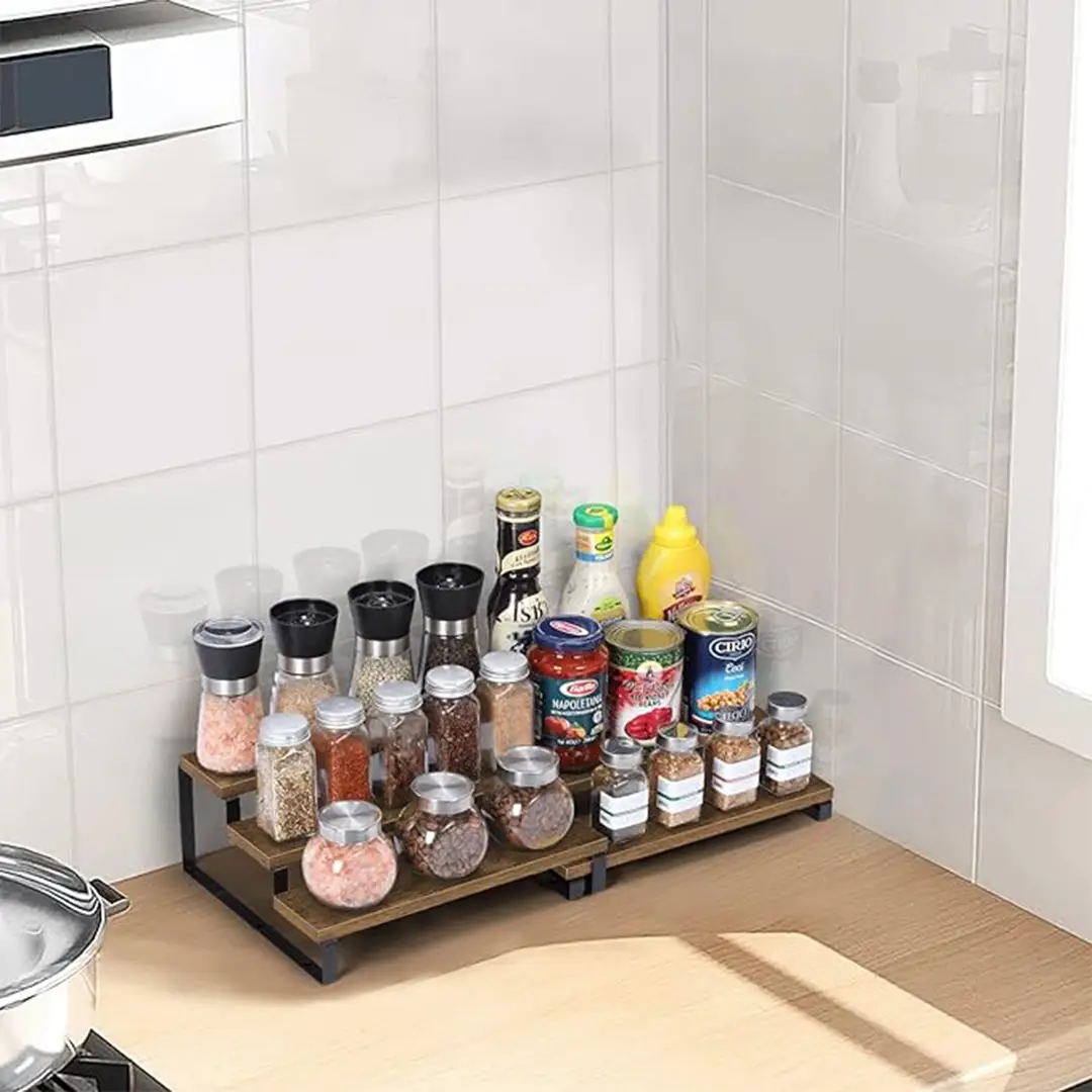 3 layer Rack Shelf Organizer \ Wooden Shelf rack for kitchen