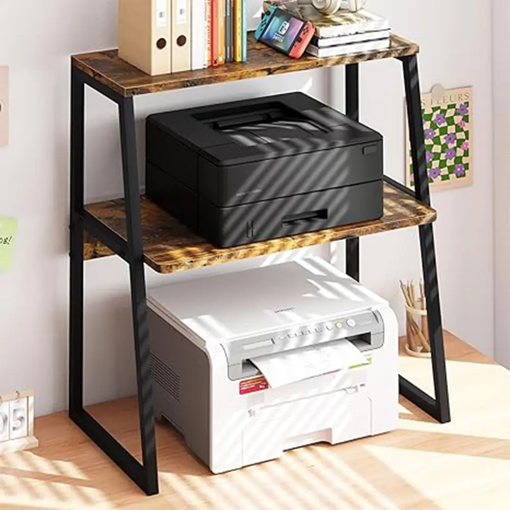 Microwave Oven Stand with Storage Shelf | 2 Tier Kitchen Organizer Rack | Countertop Storage Shelf | Coffee Bar Station | Home Kitchen Furniture
