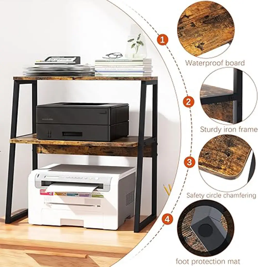 Microwave Oven Stand with Storage Shelf | 2 Tier Kitchen Organizer Rack | Countertop Storage Shelf | Coffee Bar Station | Home Kitchen Furniture