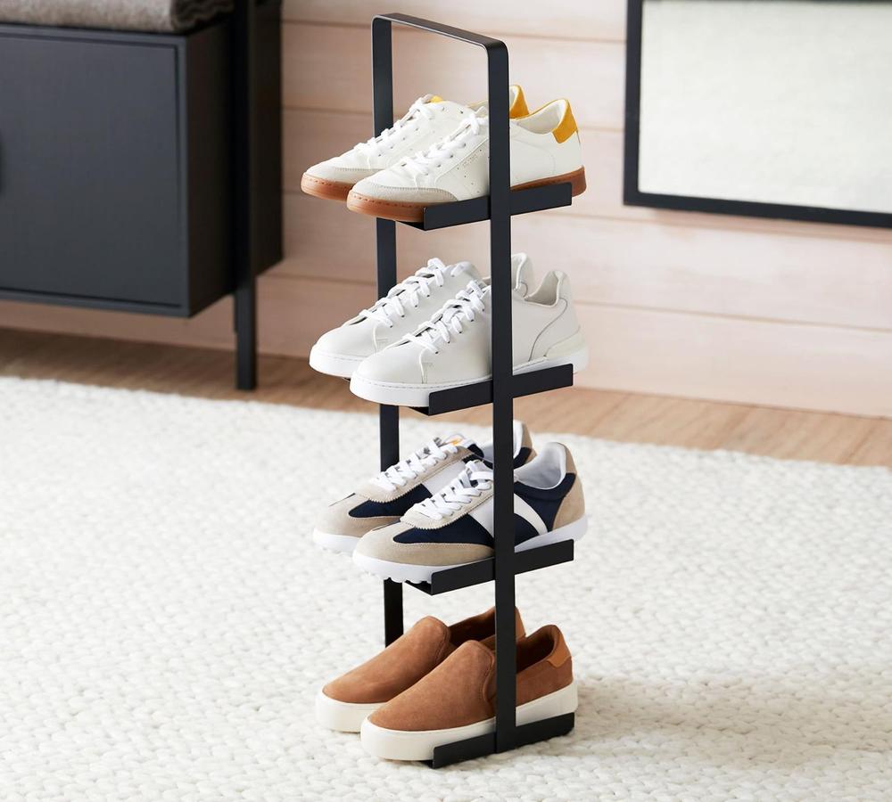 Black 4-Layer Shoe Rack Stand for Home Entryway