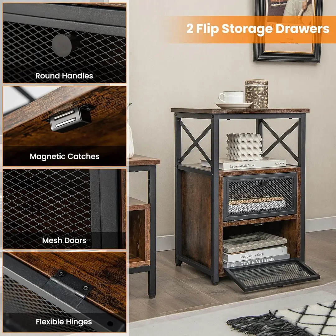 Coffee Table Wood And Iron Brown