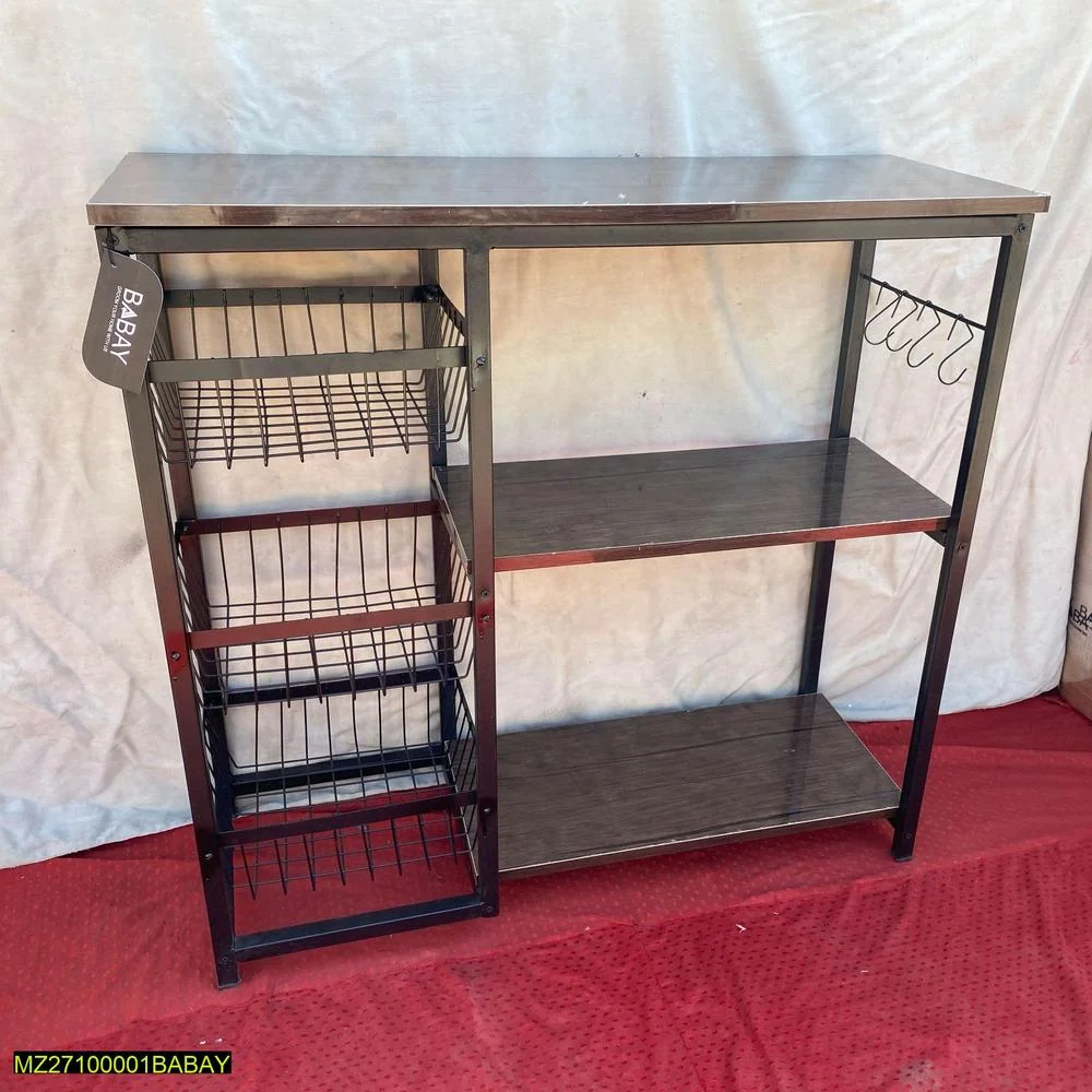 Iron Oven Rack 80x80cm with Baskets & Hooks