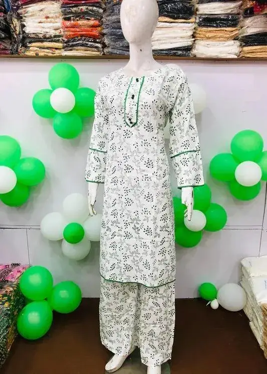 2 Pcs Women's Stitched Lawn Printed Shirt And Trouser  Independence day