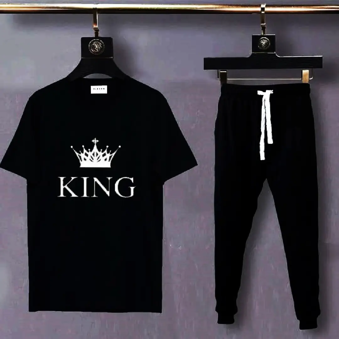 2 Pcs Men's Cotton Printed Track Suit