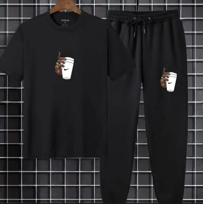 2 Pcs Men's Cotton Printed Track Suit