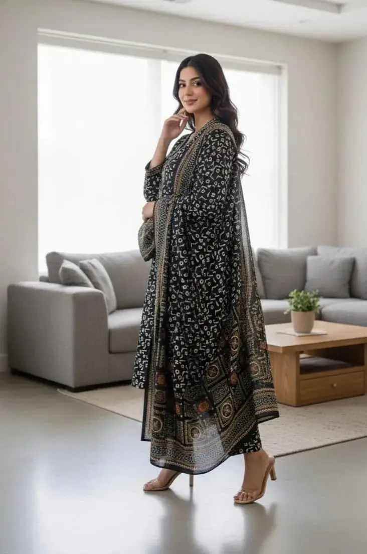 3 Pcs Women's Stitched Lawn Printed Suit