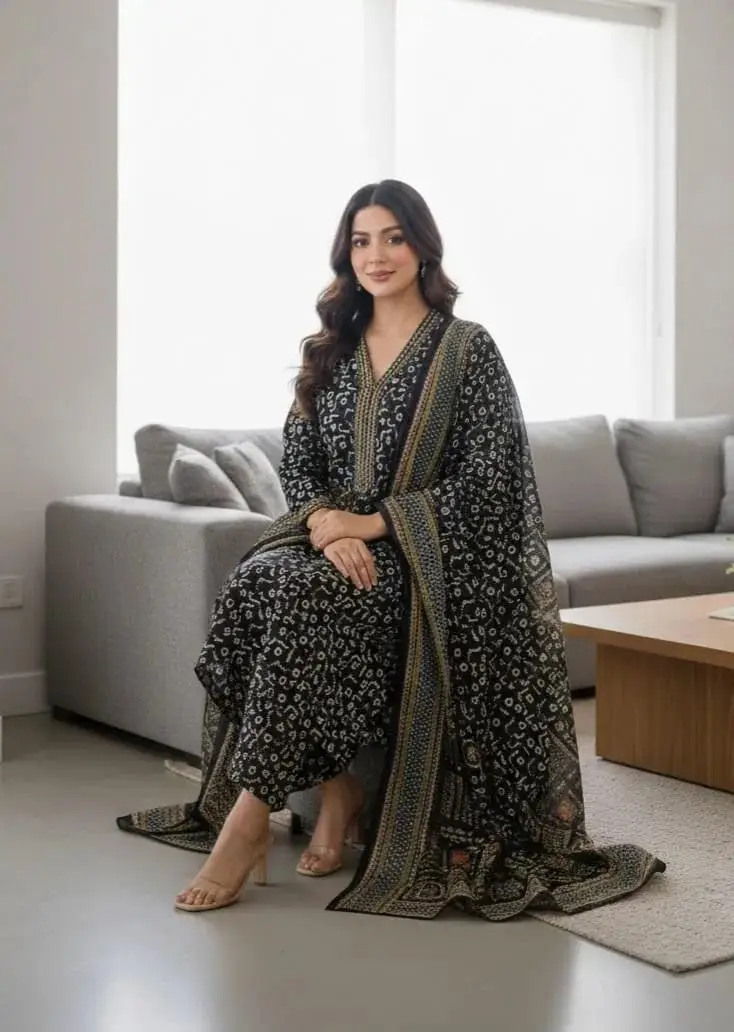 3 Pcs Women's Stitched Lawn Printed Suit