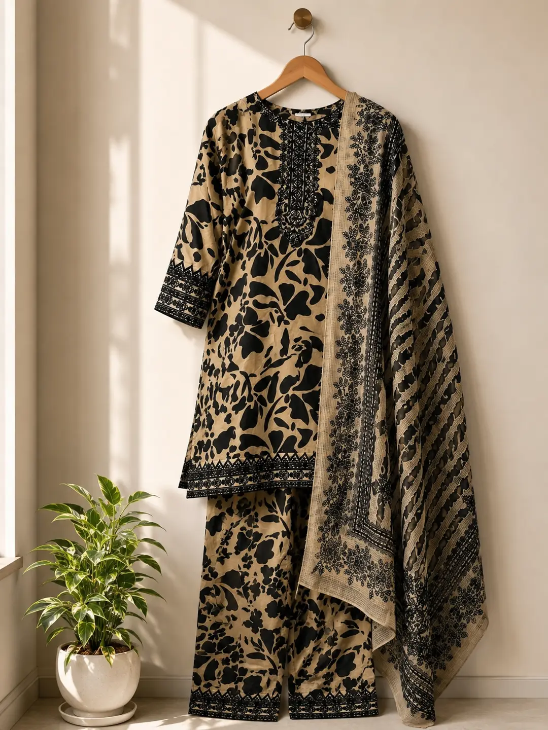 3 Pcs Women's Stitched Lawn Embroidered Suit