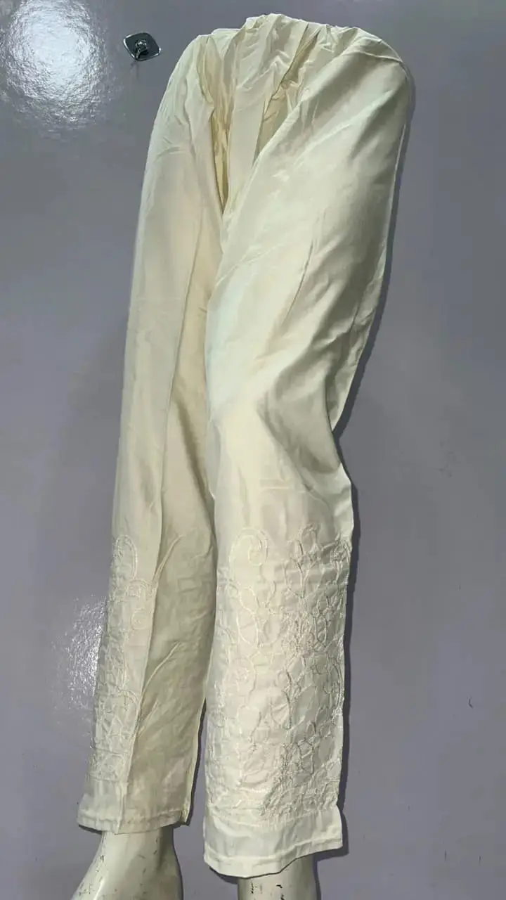 1 Pc Women's Stitched Linen Embroidered Trouser