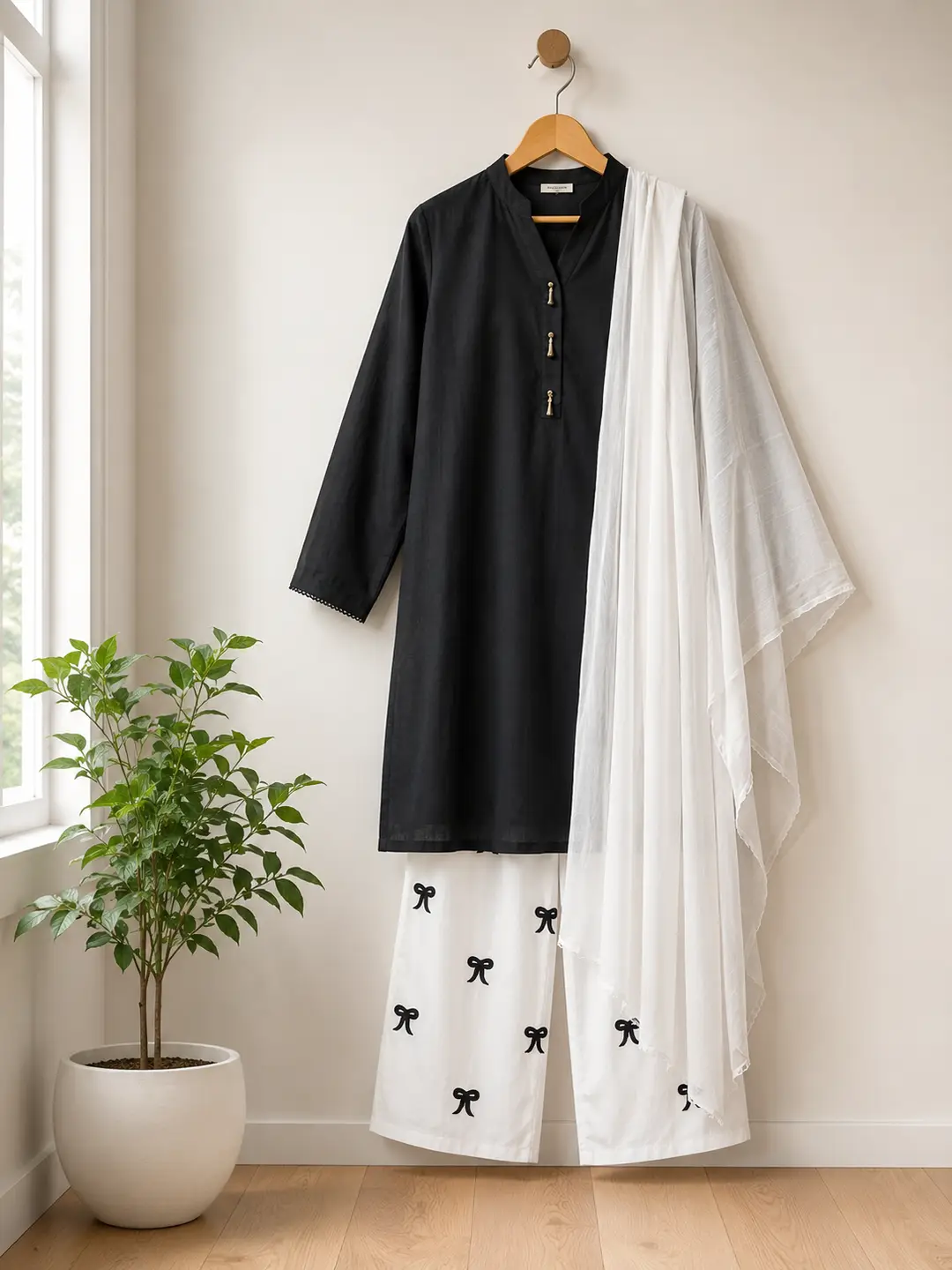 2 Pcs Women's Stitched Arabic Lawn Embroidered Shirt And Trouser