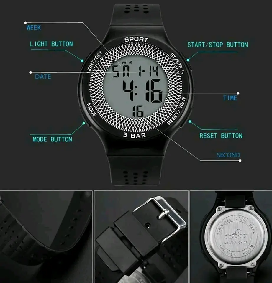 Taixun Digital Sports Watch Black Colour