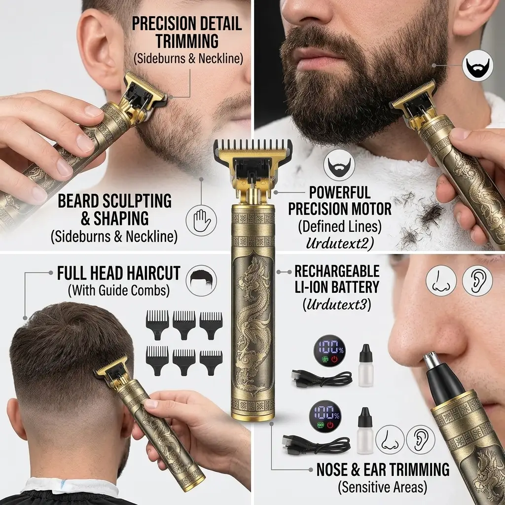 Orignal T9 Dragon Trimmer Machine - Professional Hair Clipper, Beard Trimmer & hair remover (Rechargeable)